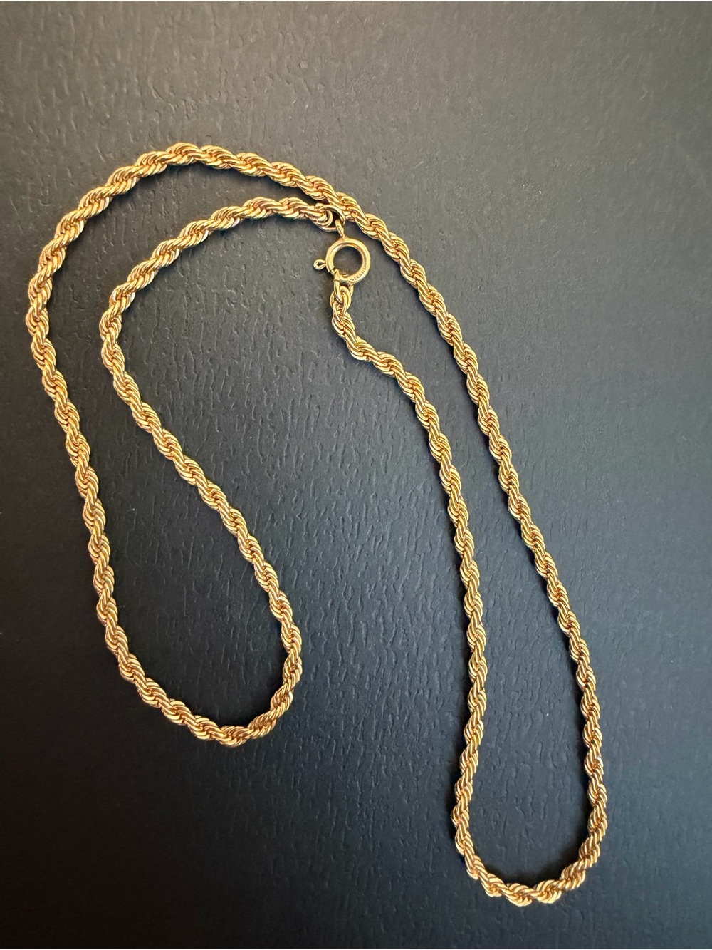Elegant 1/20 12K Gold Rope Chain Necklace - Classic Women's Jewelry 16’